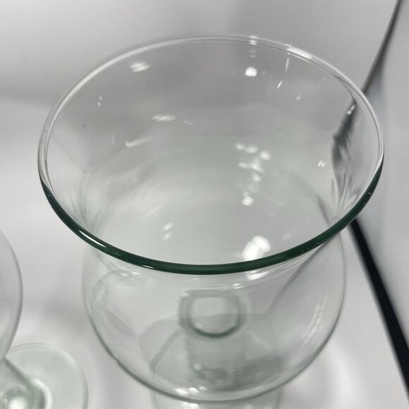 Lot of 2 Clear Glass Hurricane Goblet Vase Candle Holder Stem Pedestal - Picture 3 of 6